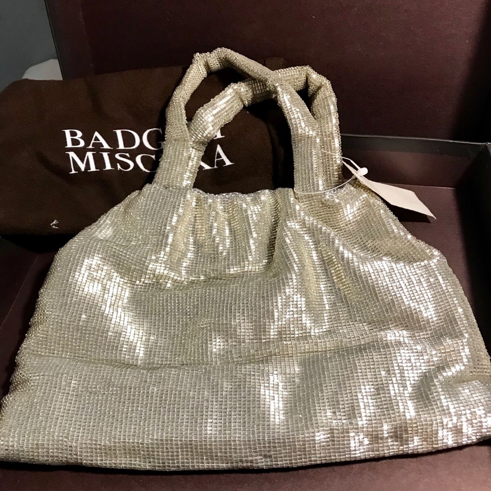 🆕Badgley Mischa Silver Beaded Handbag “Iris”